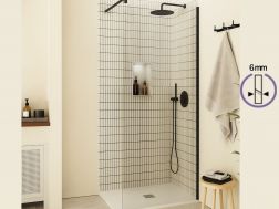 Feste Walk-in-Duschwand 6 mm Sicherheitsglas DIJON Schwarz