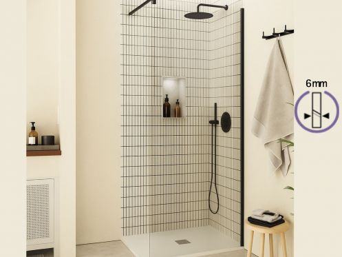 Feste Walk-in-Duschwand 6 mm Sicherheitsglas DIJON Schwarz