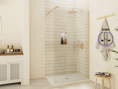 Feste Walk-in-Duschwand 6 mm Sicherheitsglas DIJON Gold