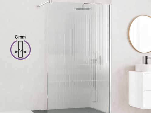 Walk-In Duschwand Wavy Glas 8 mm DIJON WAVY Silber