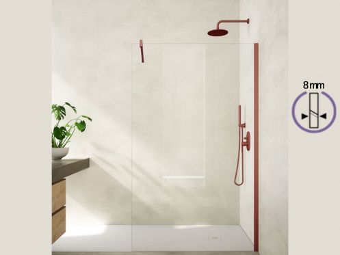 Feste Walk-in-Duschwand 8 mm Sicherheitsglas DIJON TERRACOTA