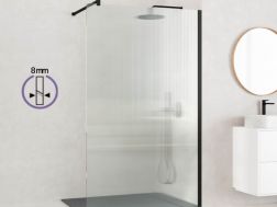 Walk-In Duschwand Wavy Glas 8 mm DIJON WAVY SCHWARZ