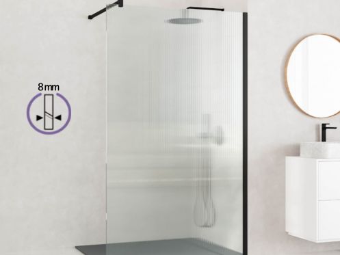 Walk-In Duschwand Wavy Glas 8 mm DIJON WAVY SCHWARZ