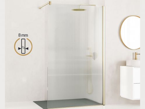 Walk-In Duschwand Wavy Glas 8 mm  DIJON WAVY Gold