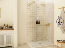 Feste Walk-in-Duschwand 8 mm Sicherheitsglas DIJON Gold