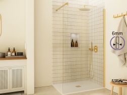 Feste Walk-in-Duschwand 6 mm Sicherheitsglas DIJON Gold