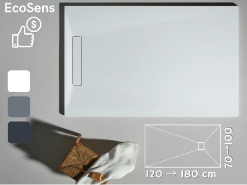 Duschwanne, schneidbar, Harz extra flach - ECOSENSE