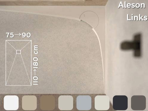 Duschwanne, Ablssung linke Ecke, wiederschneidbar - ALESON LINKS 120