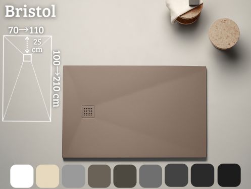 Duschwanne flach 150 cm aus Mineralharz BRISTOL