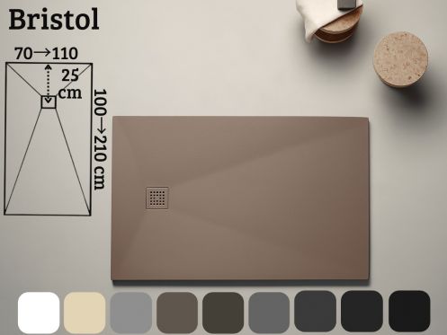 Duschwanne flach 180 cm aus Mineralharz BRISTOL