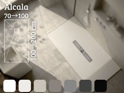 Duschwanne 190 cm, zentraler Abfluss, extra flaches Harz - ALCALA