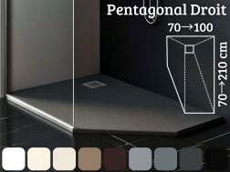 Fünfeckige Duschwanne, extra flaches Harz PENTAGONAL RIGHT