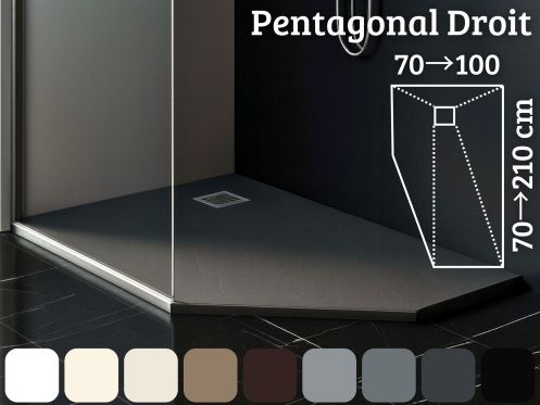 Fnfeckige Duschwanne, extra flaches Harz PENTAGONAL RIGHT