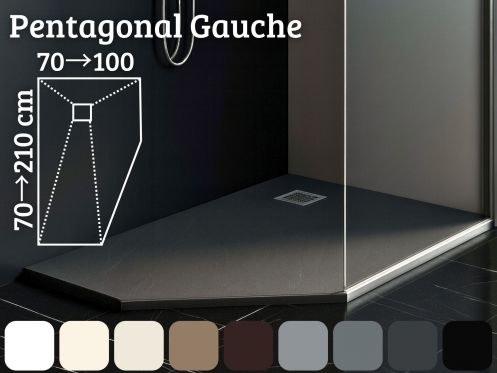 Fnfeckige Duschwanne, extra flaches Harz PENTAGONAL LEFT