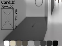 Receveur de douche 170 cm bonde centrale resine extra plat - CARDIFF