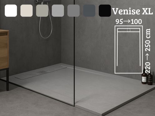 Duschwanne mit Rinne 240 cm Harz extra flach - VENISE XL