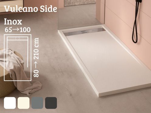 Duschwanne, Dachrinne, Acrystone-Harz - VULCANO SIDE INOX 210