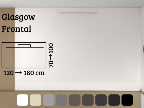 Duschwanne, mit seitlichem Ablauf, GLASGOW FRONTAL