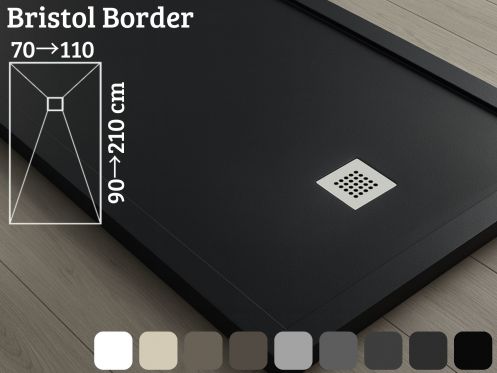 Duschwanne mit 2 cm hohem Rand, Mineralharz - BRISTOL BORDER