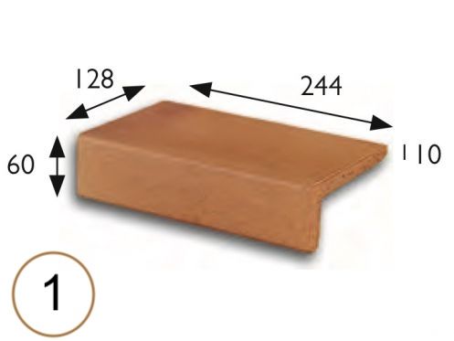 Treppenkante 25 x 13 x 6 cm - Gestreckte Sandsteinfliesen - Artois-Sandstein-Art - Aragon-Gres - Klinker Buchtal