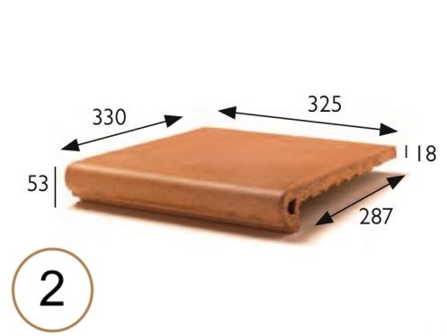 Treppenkante 33 x 25 x 5 cm - Gestreckte Sandsteinfliesen - Artois Sandstein - Aragon Gres - Klinker Buchtal