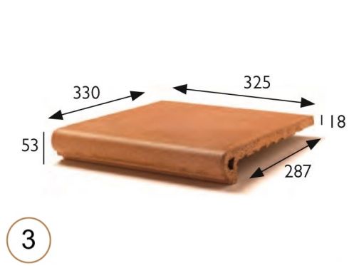 Treppenkante 33 x 33 x 5 cm - Gestreckte Sandsteinfliesen - Artois Sandstein Type - Aragon Gres - Klinker Buchtal