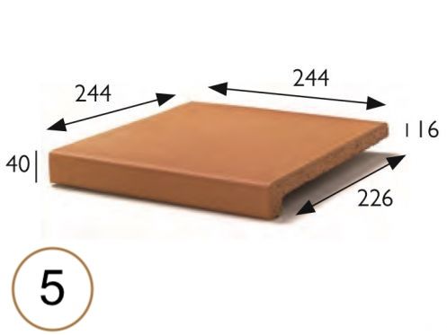 Treppenkante 25 x 25 x 4 cm - Gestreckte Sandsteinfliesen - Artois Sandstein Type - Aragon Gres - Klinker Buchtal