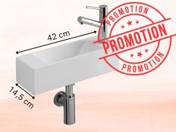 Handwaschbecken rechts 42x14,5 cm weißes Harz ANGEBOT MUNICH