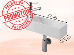 Handwaschbecken links 42x14,5 cm weißes Harz ANGEBOT MUNICH