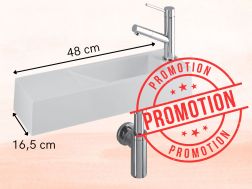 Handwaschbecken rechts 48x16,5 cm weißes Harz ANGEBOT MUNICH