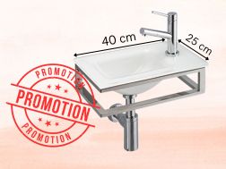 Design-Handwaschbecken 40x25 cm aus Glas mit Handtuchhalter Angebot COLOGNE