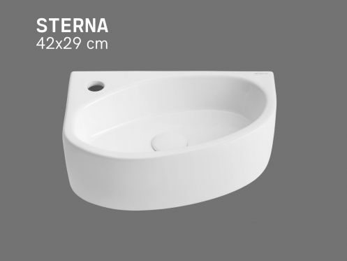 Wand- / Aufsatzwaschbecken links 42 cm Weiß glänzend STERNA LEFT 