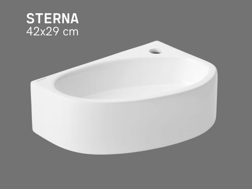 Wand- / Aufsatzwaschbecken rechts 42 cm Weiß glänzend STERNA RIGHT