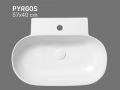 Wand- / Aufsatzwaschbecken 57 cm Weiß glänzend PYRGOS
