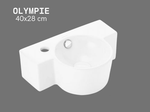 Wandwaschbecken links 40 cm Weiß glänzend OLYMPIE 