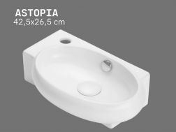 Handwaschbecken an der Wand 42,5 x 26,5 cm, glänzend weiß ASTOPIA LEFT