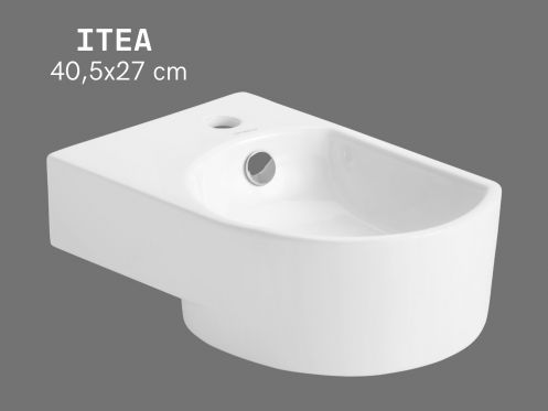 Keramik-Waschbecken zur Wandmontage 40,5 cm Weiß glänzend ITEA LEFT