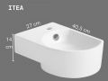 Keramik-Waschbecken zur Wandmontage 40,5 cm Weiß glänzend ITEA LEFT