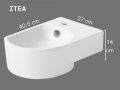 Keramik-Waschbecken zur Wandmontage 40,5 cm Weiß glänzend ITEA RIGHT