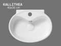 40 cm Ovales Waschbecken Weiß Glänzend Wand- oder Möbelmontage KALLITHEA