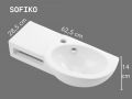 62,5 cm Wandwaschbecken Weiß Glänzend mit Seitenablage SOFIKO