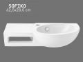 62,5 cm Wandwaschbecken Weiß Glänzend mit Seitenablage SOFIKO