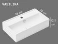 Keramik Wandwaschbecken 55 cm Weiß Glänzend Rechteckig VASILIKA 