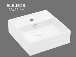 ELEUSIS 38x38 cm Weißes Quadratisches Waschbecken Wand- oder Aufsatzmontage
