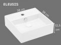 ELEUSIS 38x38 cm Weißes Quadratisches Waschbecken Wand- oder Aufsatzmontage