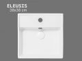 ELEUSIS 38x38 cm Weißes Quadratisches Waschbecken Wand- oder Aufsatzmontage