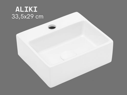 Keramik Wandwaschbecken Rechteckig 33,5 cm Weiß Glänzend ALIKI