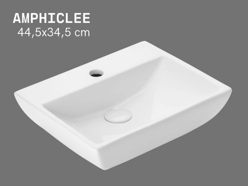 Wand- oder Aufsatzwaschbecken 44,5 cm Weiß glänzend AMPHICLEE