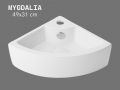 Eck-Handwaschbecken 49 cm Keramik Glänzend Weiß - Wandmontage oder Aufsatz MYGDALIA