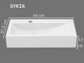 Waschbecken 66 cm Keramik Glänzend Weiß - Rechteckiges Design Wandhängend oder Aufsatz SYKIA